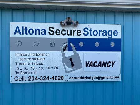 Altona Secure Storage sign